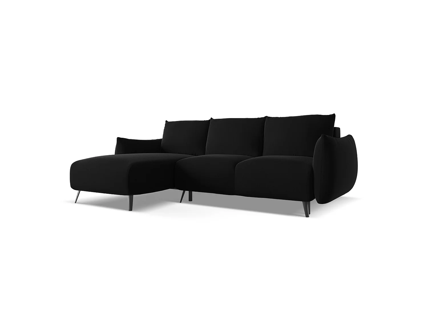 3-Sitzer Ecksofa mit Schlaffunktion - Ecke Links - Samt - Schwarz - GENOVA