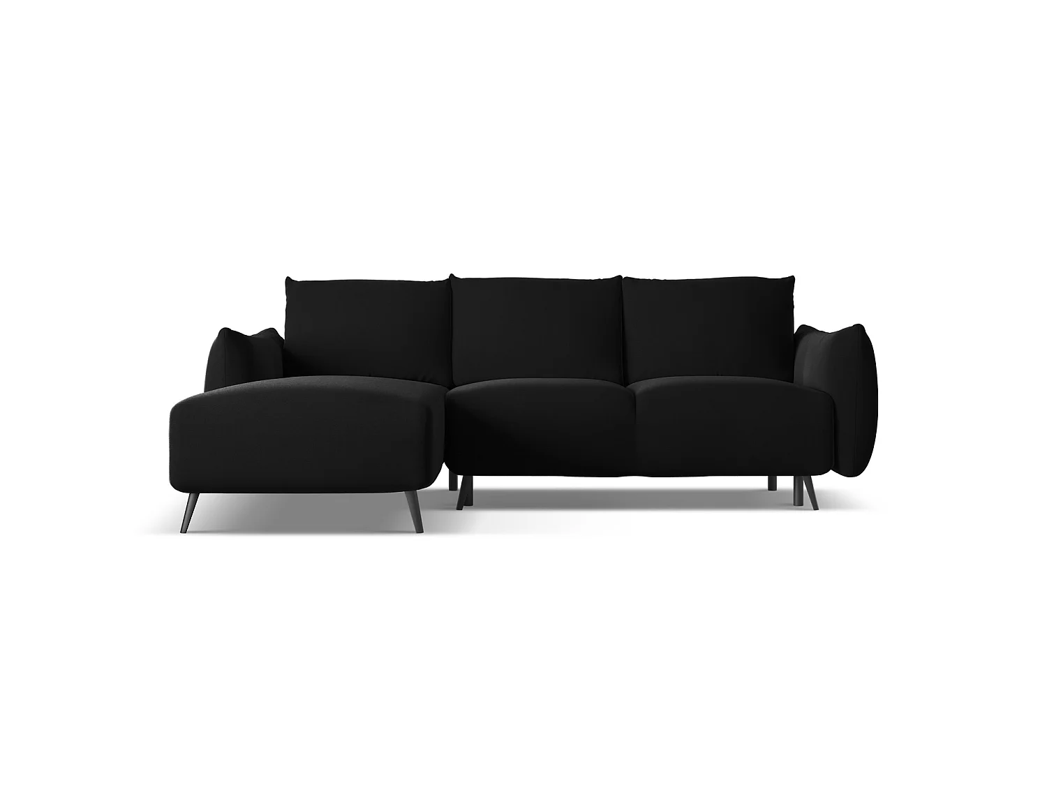 3-Sitzer Ecksofa mit Schlaffunktion - Ecke Links - Samt - Schwarz - GENOVA