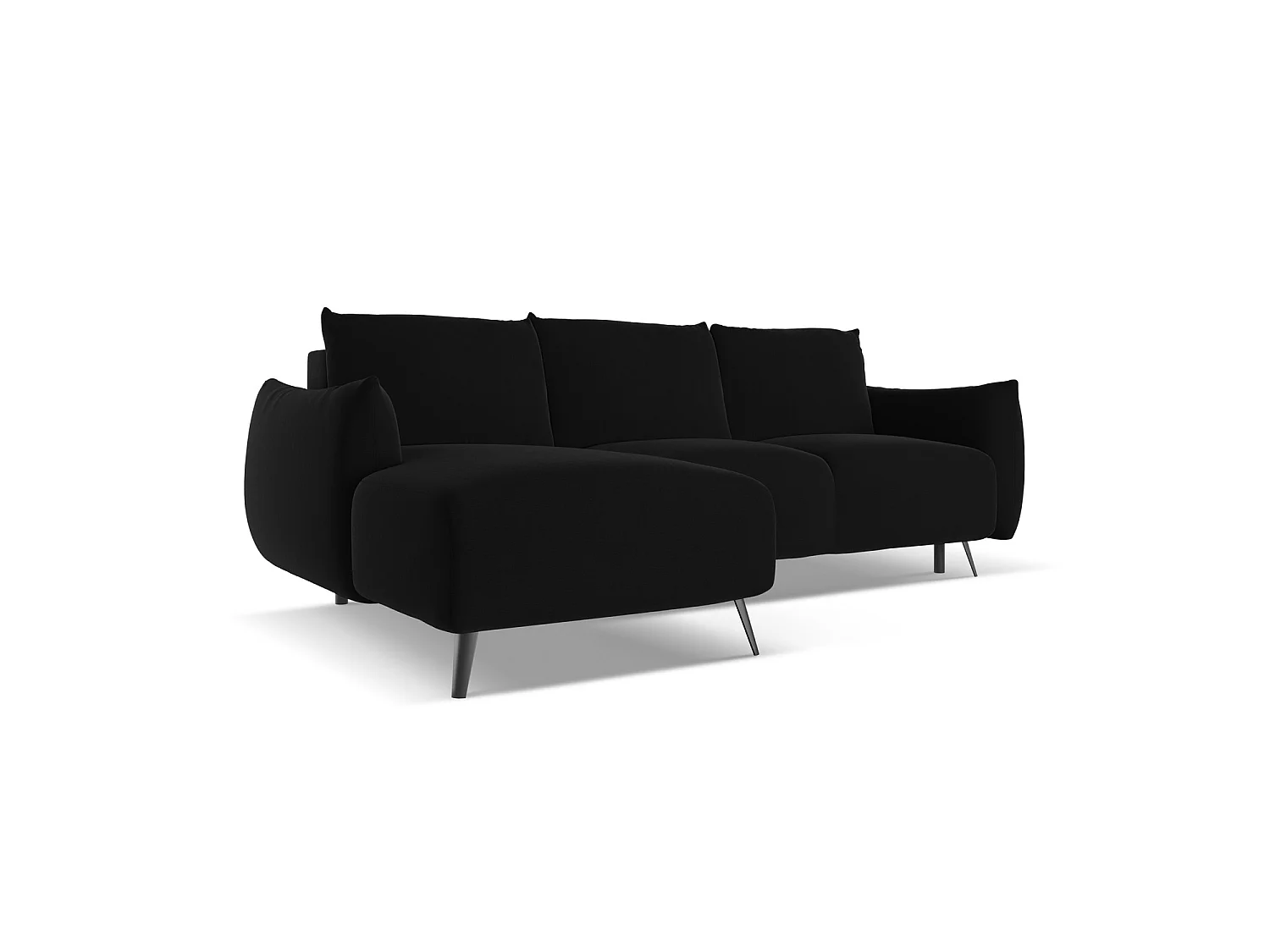 3-Sitzer Ecksofa mit Schlaffunktion - Ecke Links - Samt - Schwarz - GENOVA