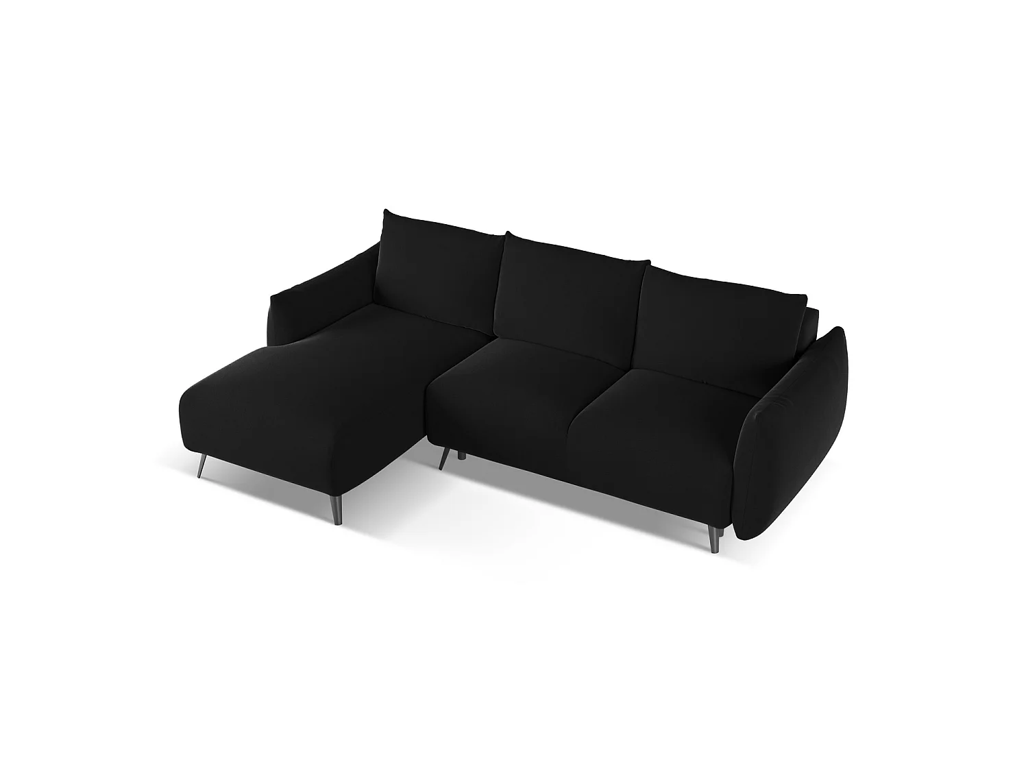 3-Sitzer Ecksofa mit Schlaffunktion - Ecke Links - Samt - Schwarz - GENOVA