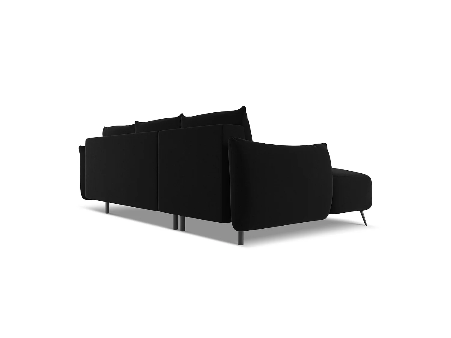 3-Sitzer Ecksofa mit Schlaffunktion - Ecke Links - Samt - Schwarz - GENOVA