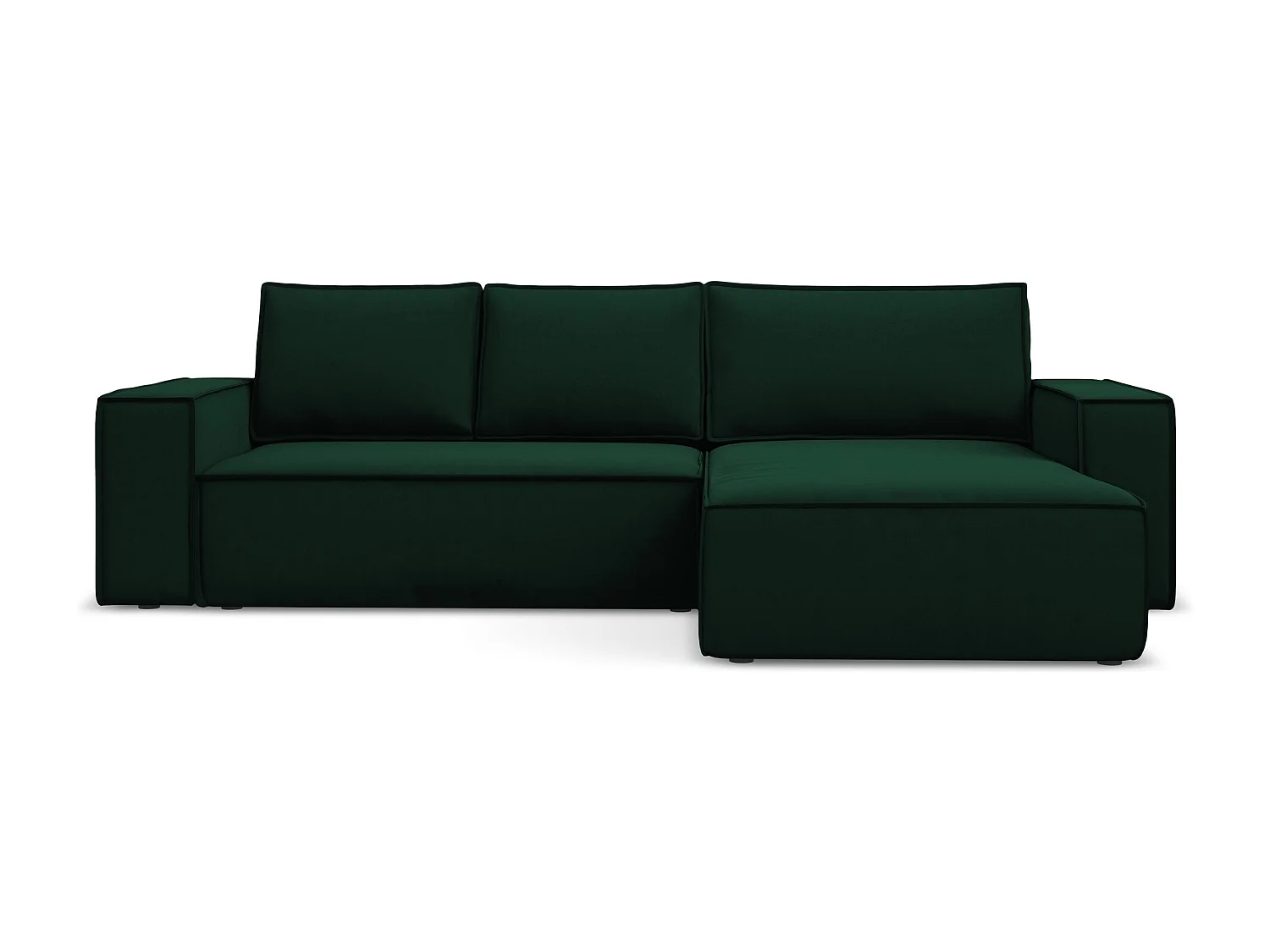 Ecksofa mit Schlaffunktion - Ecke Rechts - Samt - Flaschengrün - KIMO