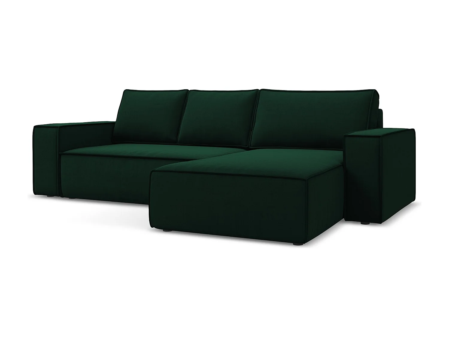 Ecksofa mit Schlaffunktion - Ecke Rechts - Samt - Flaschengrün - KIMO