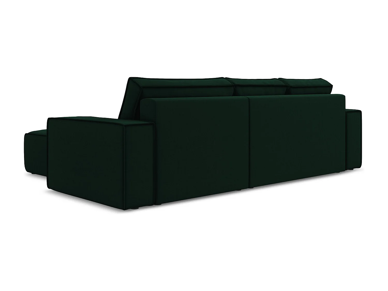 Sofá de canto direito convertível 3 lugares em veludo verde garrafa - KIMO