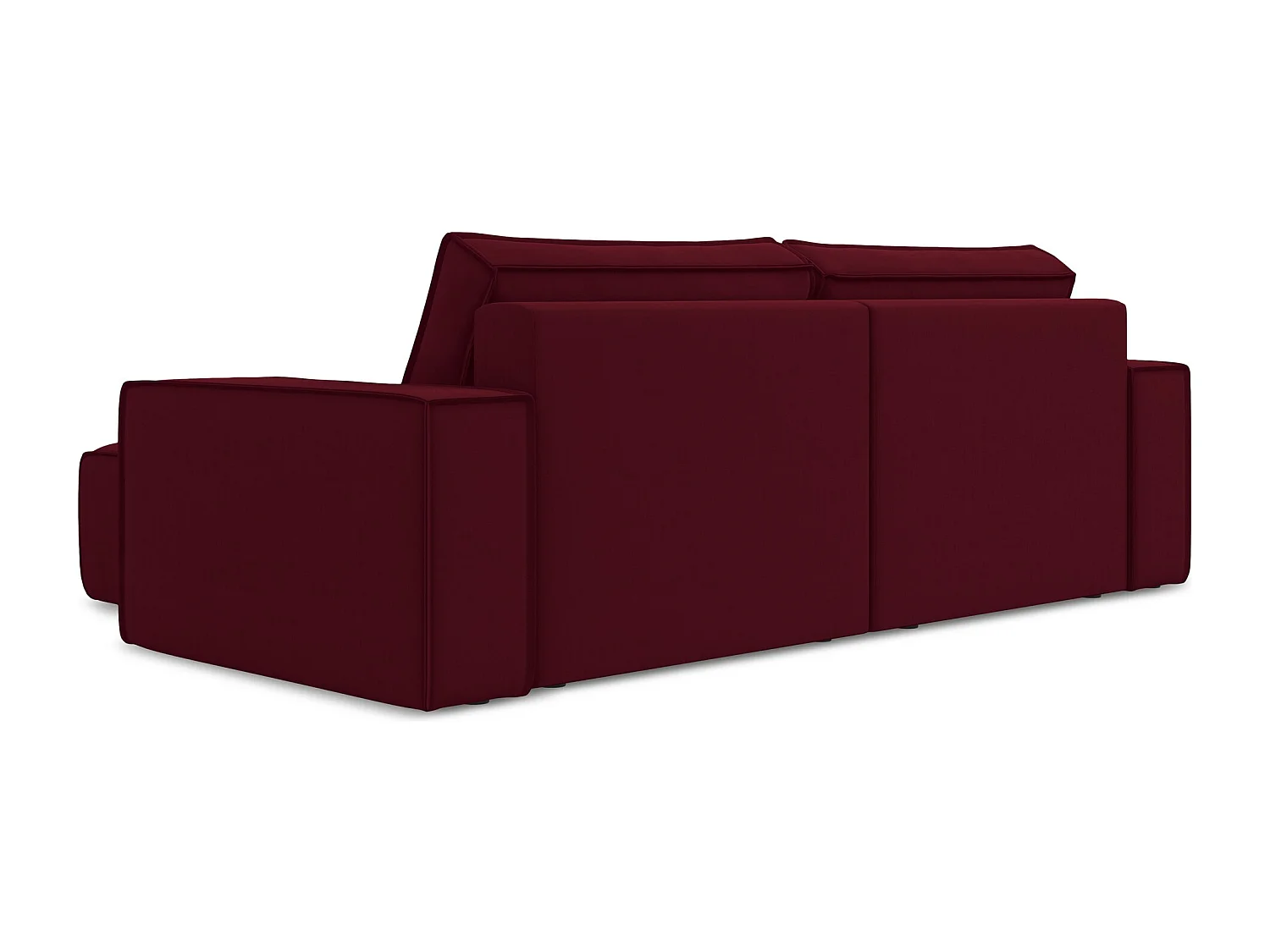 2-Sitzer Ecksofa mit Schlaffunktion - Ecke Rechts - Samt - Burgund - KIMO