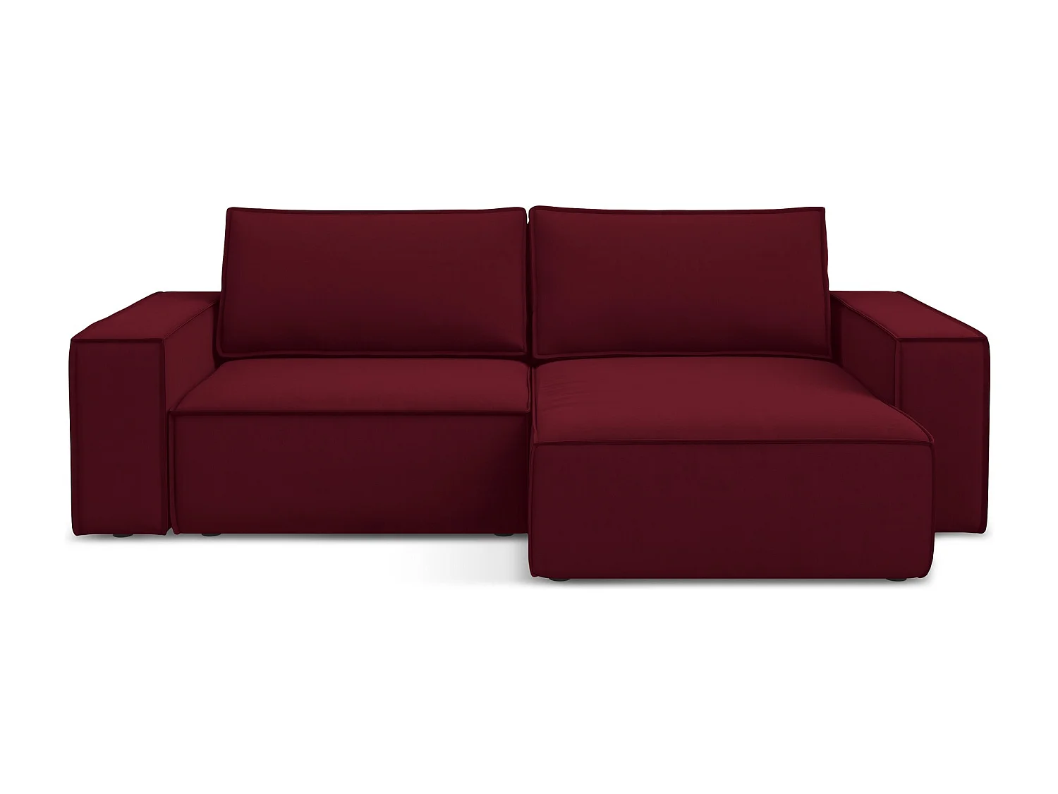 2-Sitzer Ecksofa mit Schlaffunktion - Ecke Rechts - Samt - Burgund - KIMO