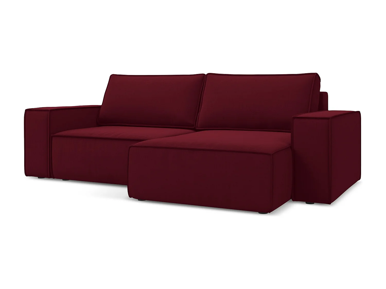 2-Sitzer Ecksofa mit Schlaffunktion - Ecke Rechts - Samt - Burgund - KIMO