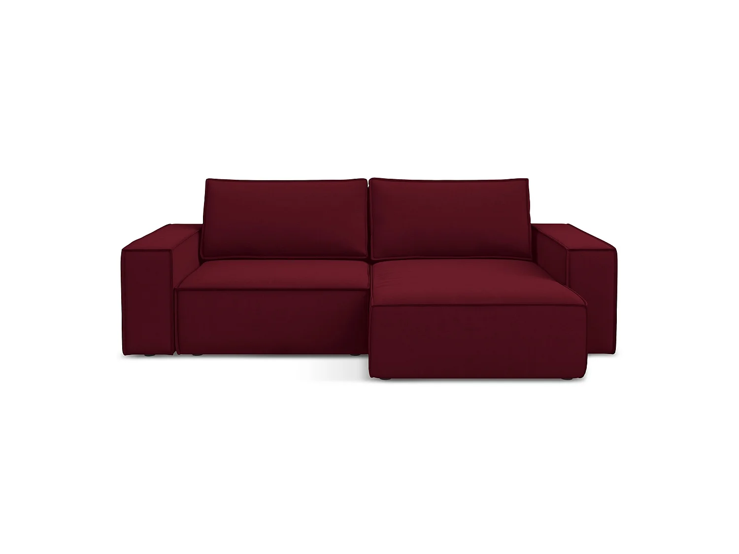 2-Sitzer Ecksofa mit Schlaffunktion - Ecke Rechts - Samt - Burgund - LIVORNO