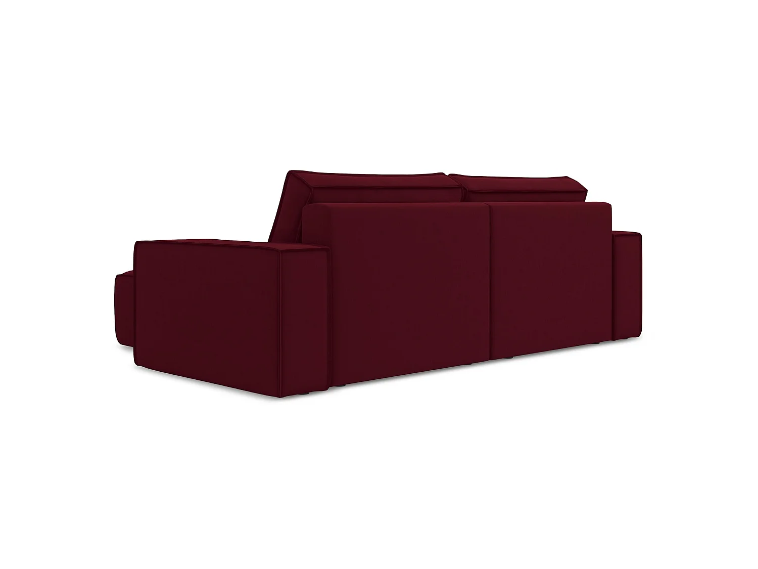2-Sitzer Ecksofa mit Schlaffunktion - Ecke Rechts - Samt - Burgund - LIVORNO