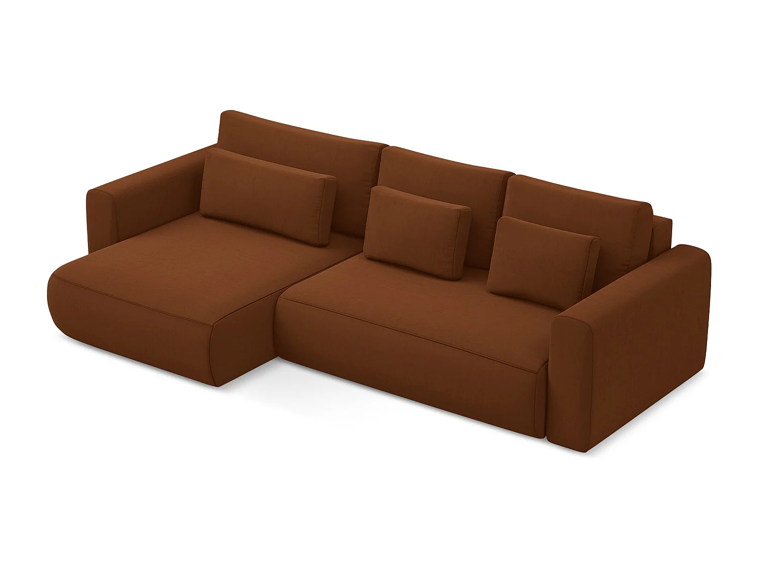 Sofá esquinero convertible 3 plazas izquierdo de terciopelo terracota - KAPUA