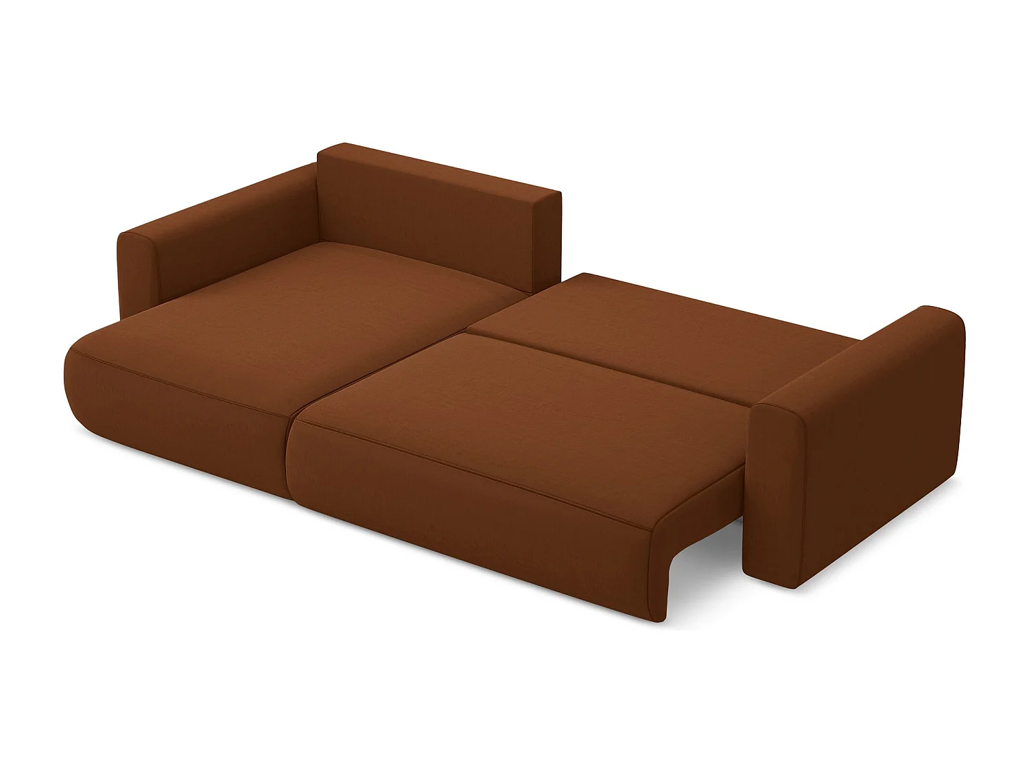 Hoekslaapbank links van terracotta velours - KAPUA