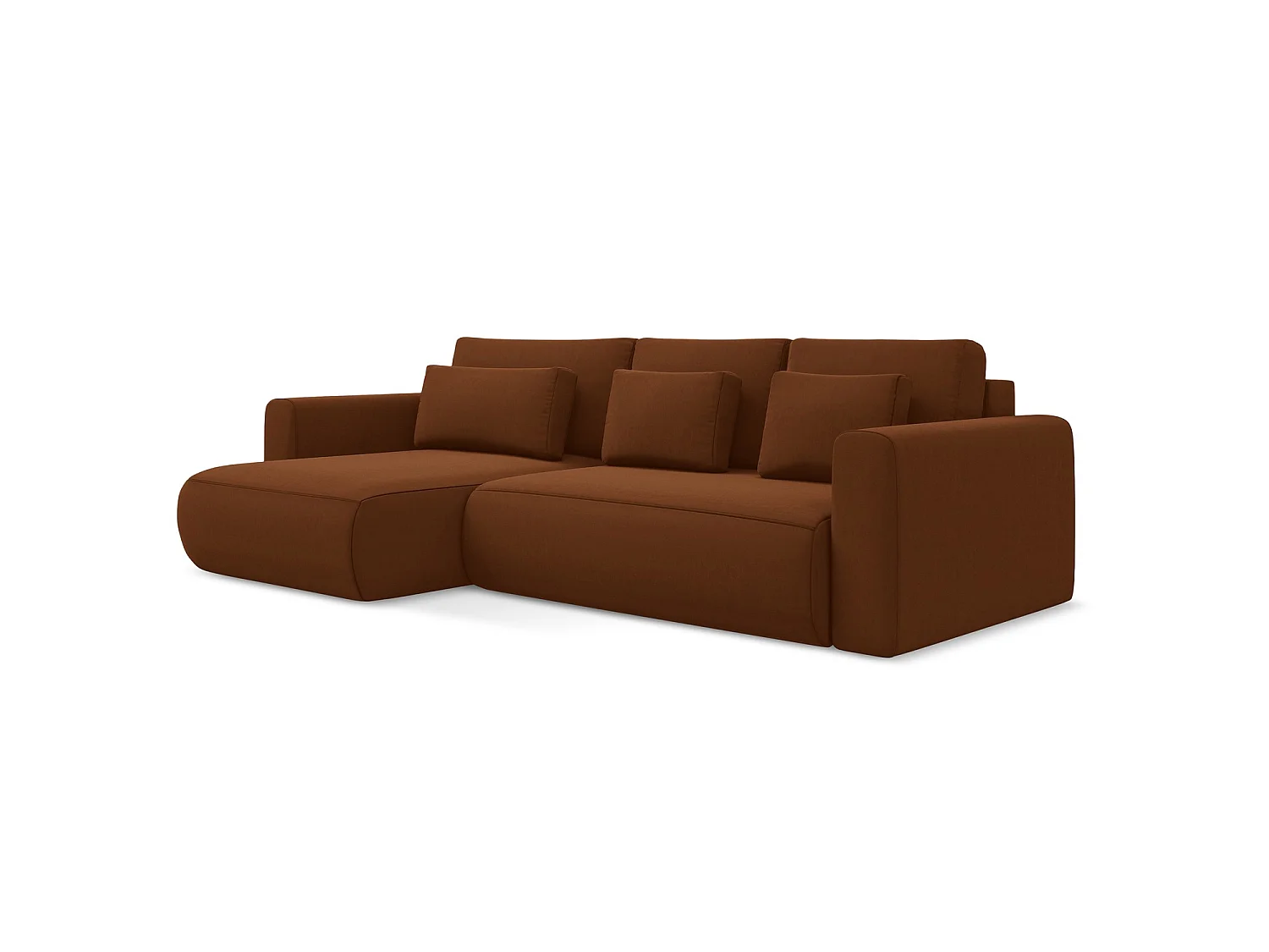 Hoekslaapbank links van terracotta velours - PERUGIA