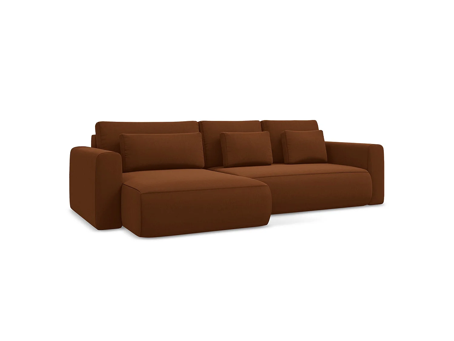Hoekslaapbank links van terracotta velours - PERUGIA