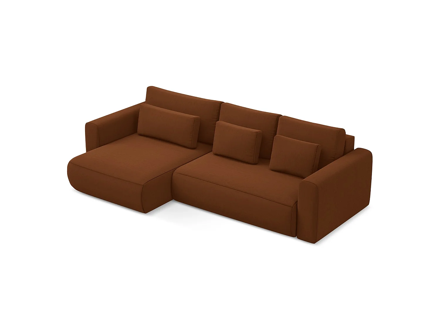 Hoekslaapbank links van terracotta velours - PERUGIA