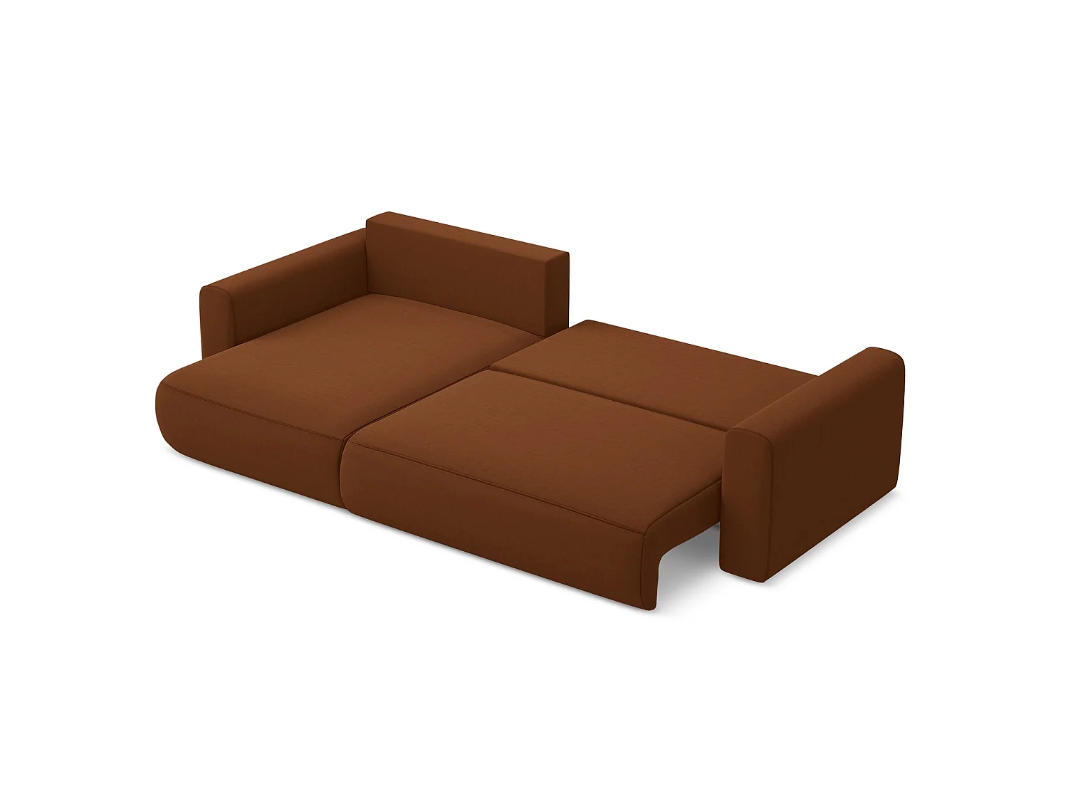 Hoekslaapbank links van terracotta velours - PERUGIA