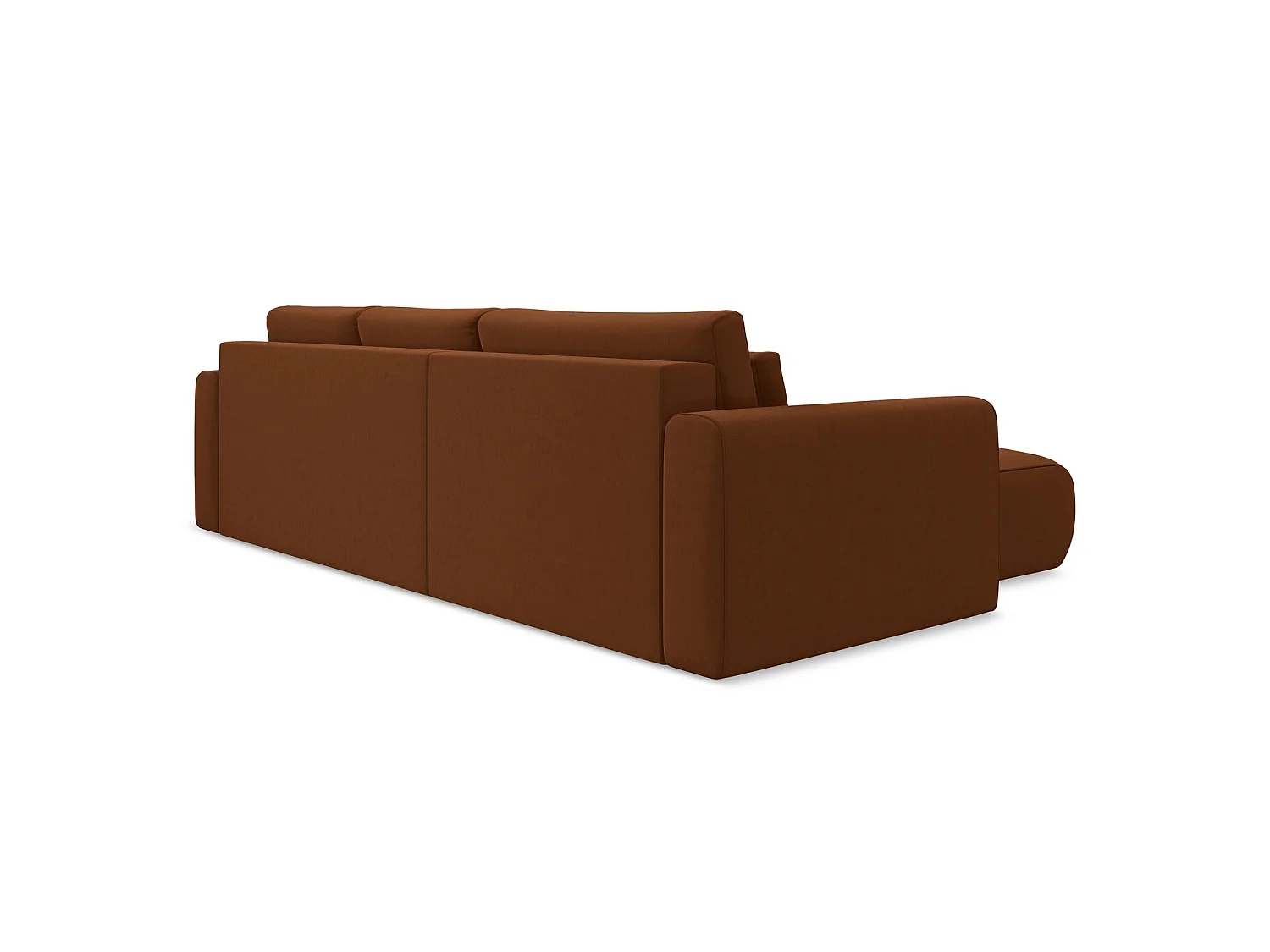 Hoekslaapbank links van terracotta velours - PERUGIA