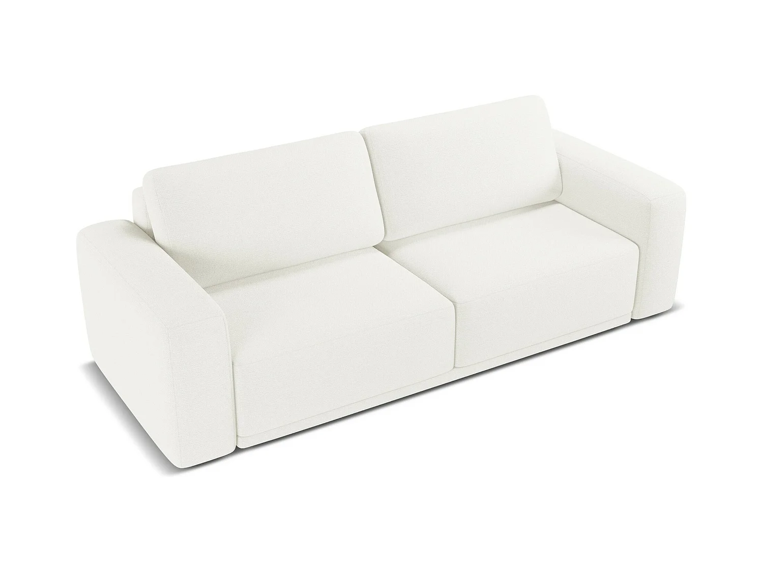 Driezits-slaapbank van wit chenille stof - KAILA