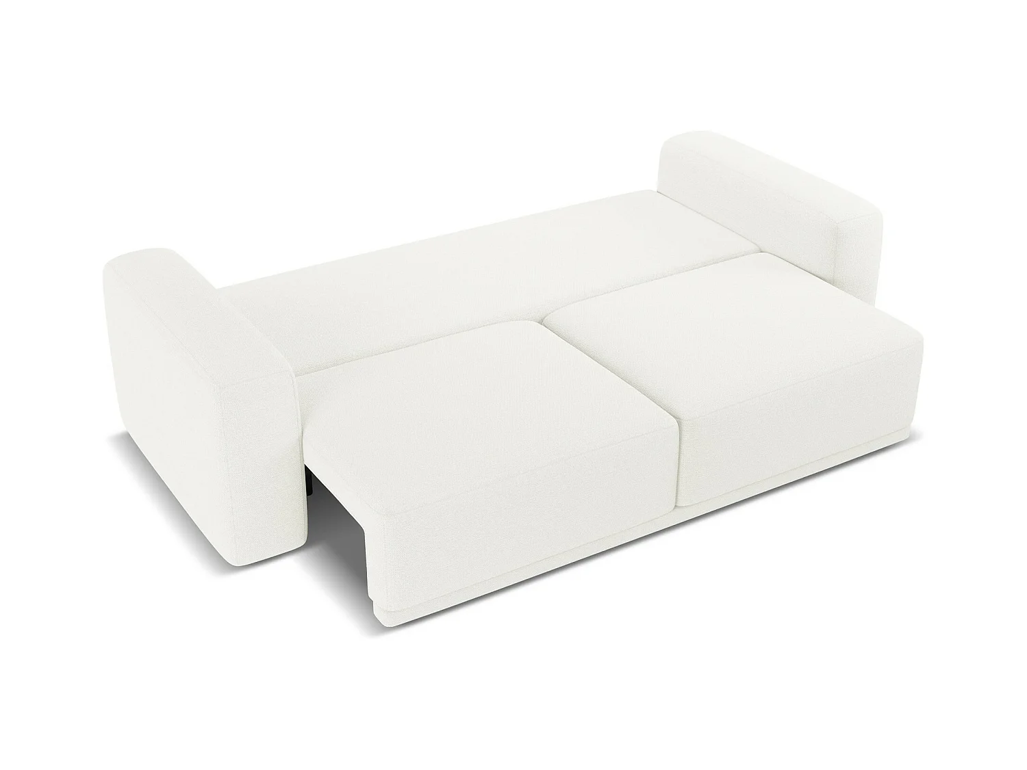 Driezits-slaapbank van wit chenille stof - KAILA