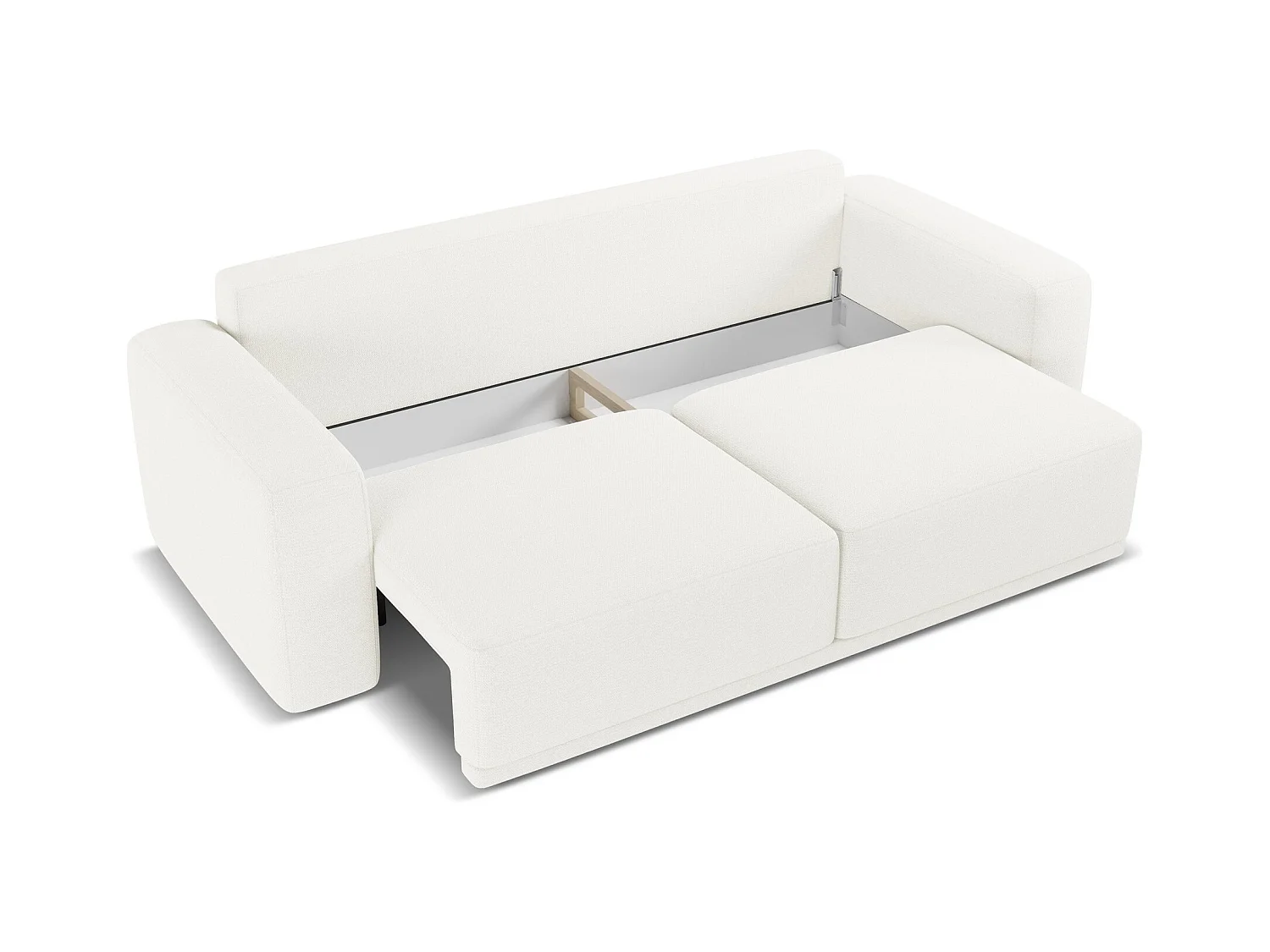 Driezits-slaapbank van wit chenille stof - KAILA