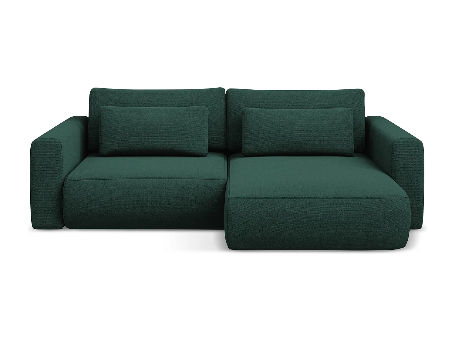 Canapé d’angle 2,5 places droit convertible en tissu texturé - bouteille verte - KAPUA