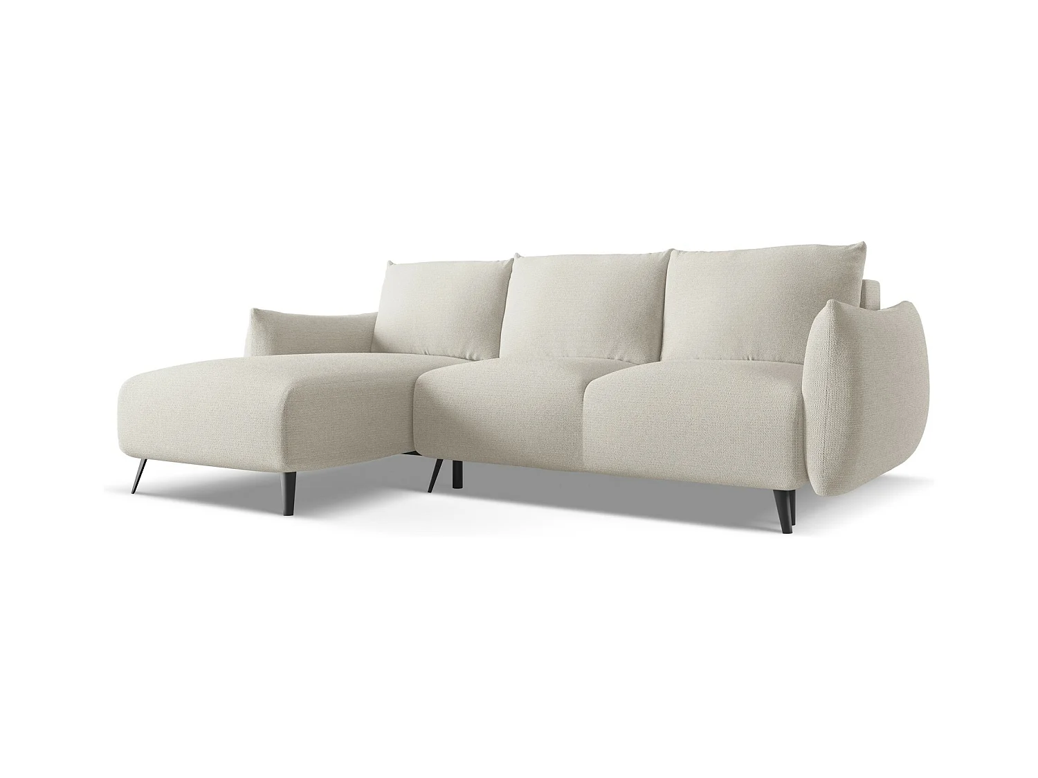 3-Sitzer Ecksofa mit Schlaffunktion - Ecke Links - Chenille - Silber - MALIE
