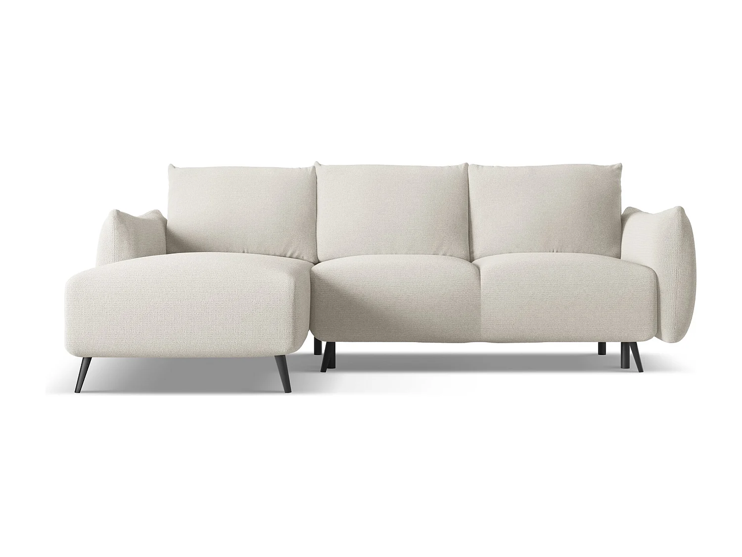 Canapé d'angle gauche convertible en tissu chenille - argent - MALIE