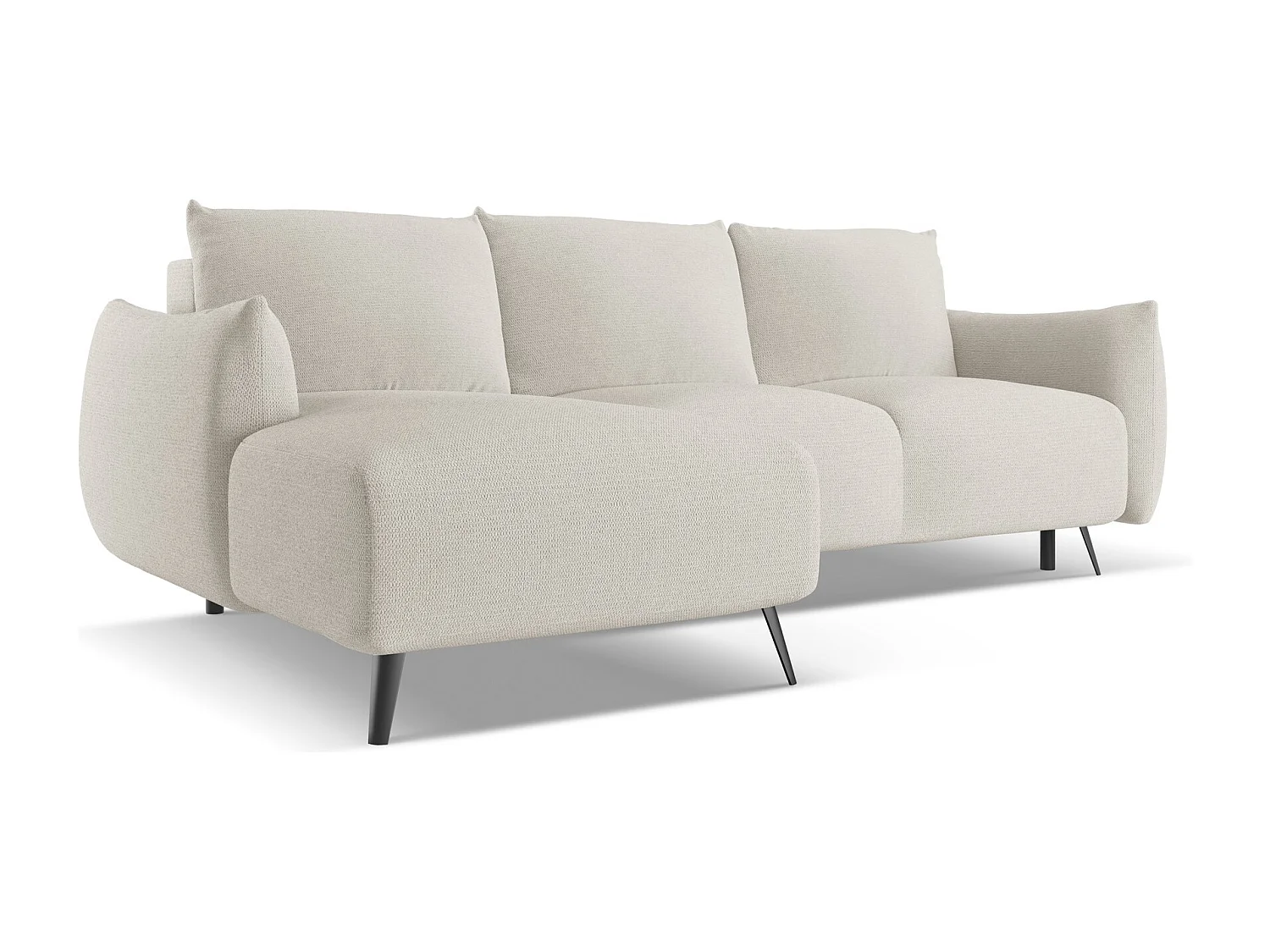 Canapé d'angle gauche convertible en tissu chenille - argent - MALIE