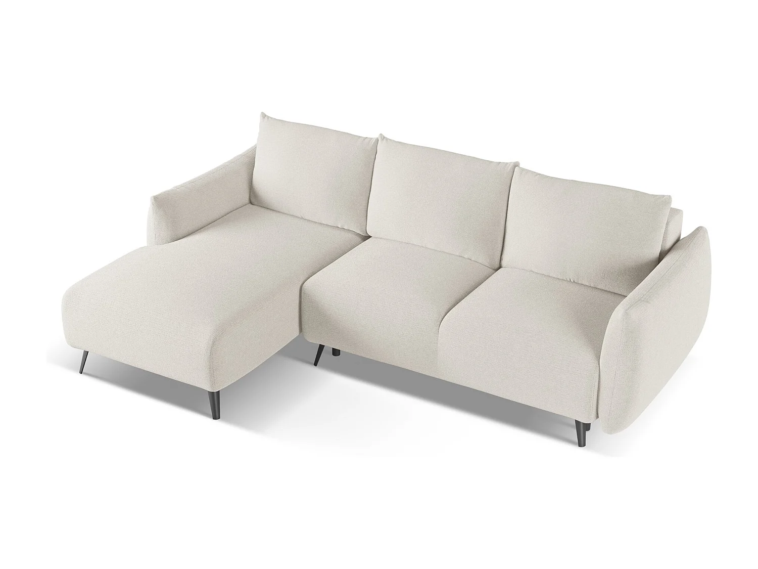 Canapé d'angle gauche convertible en tissu chenille - argent - MALIE