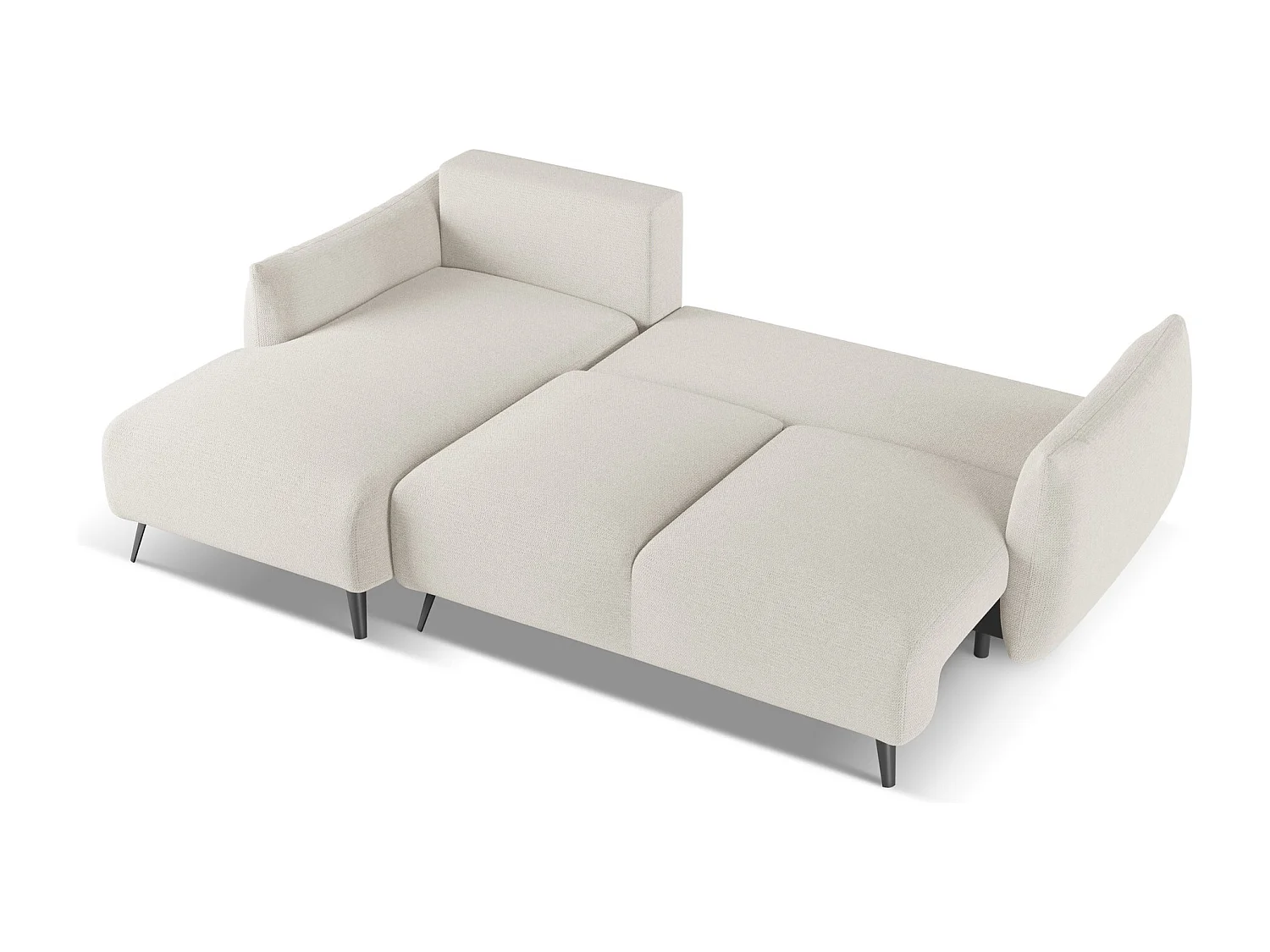 Canapé d'angle gauche convertible en tissu chenille - argent - MALIE