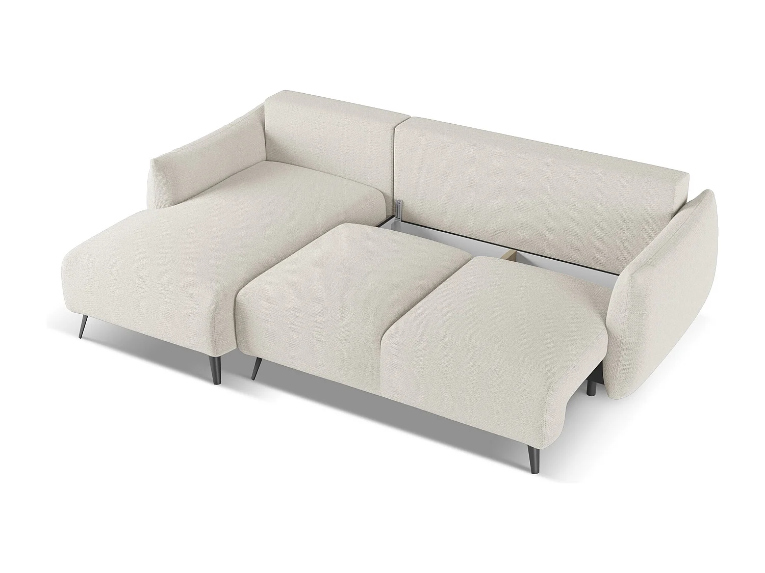 Canapé d'angle gauche convertible en tissu chenille - argent - MALIE