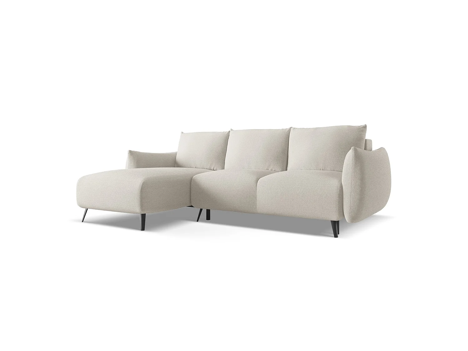 Canapé d’angle 3 places gauche convertible en tissu chenille - argent - GENOVA