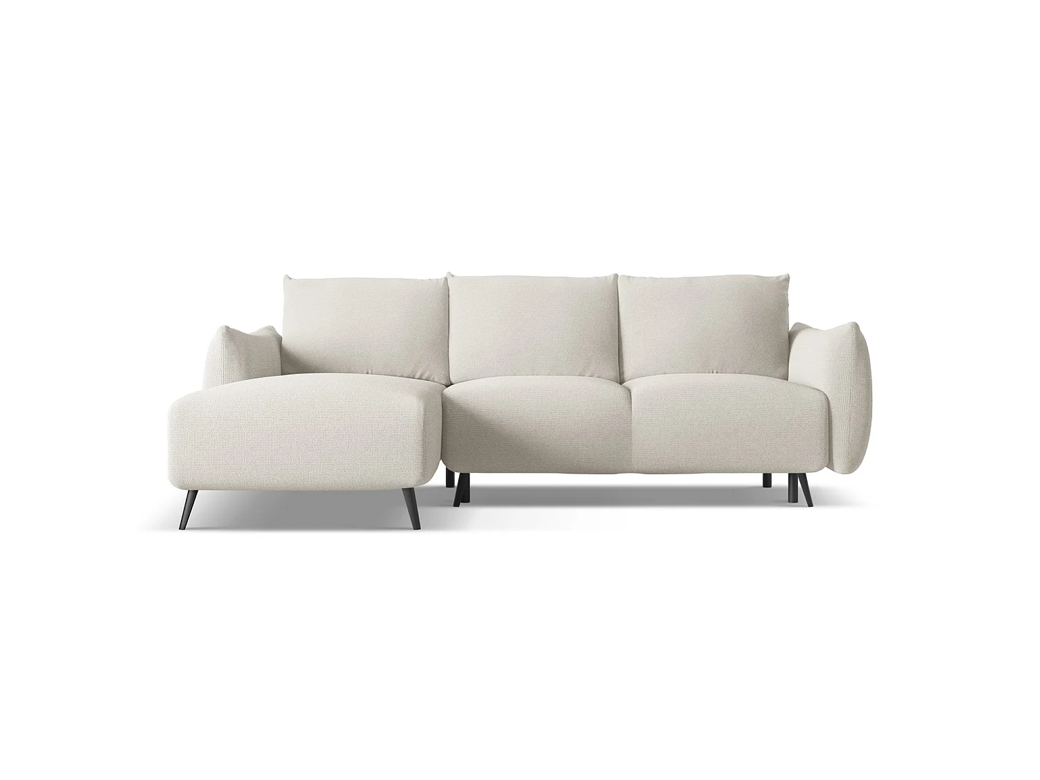 Canapé d’angle 3 places gauche convertible en tissu chenille - argent - GENOVA