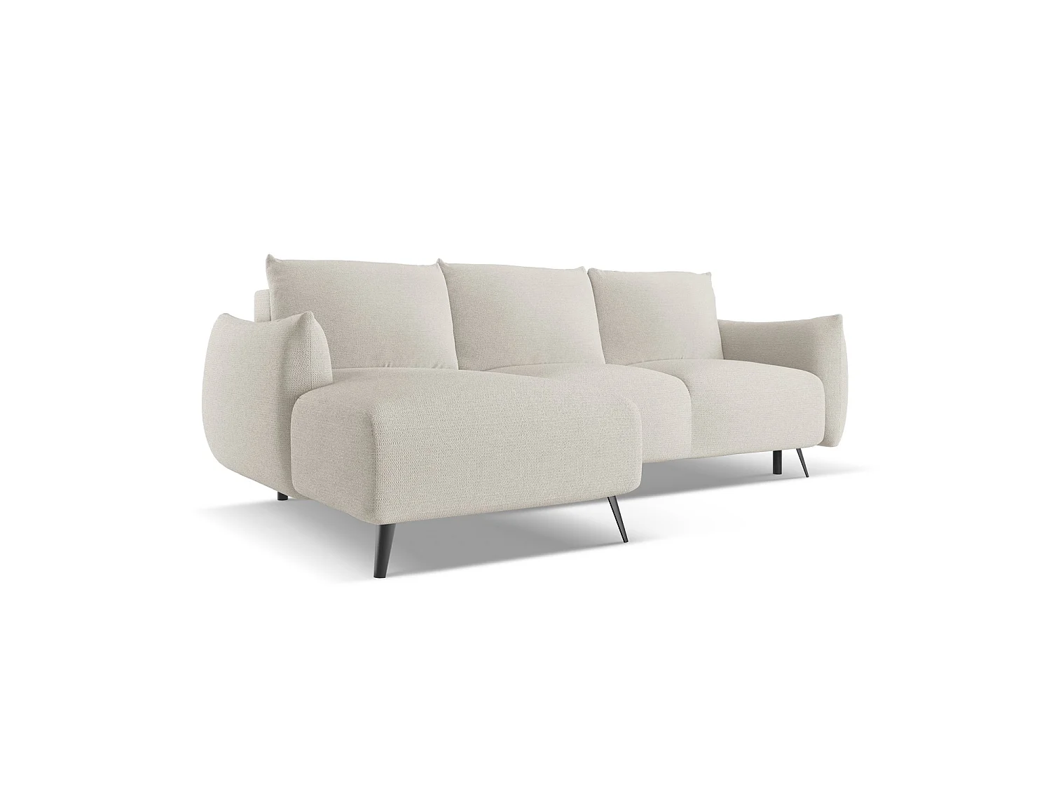 Canapé d’angle 3 places gauche convertible en tissu chenille - argent - GENOVA