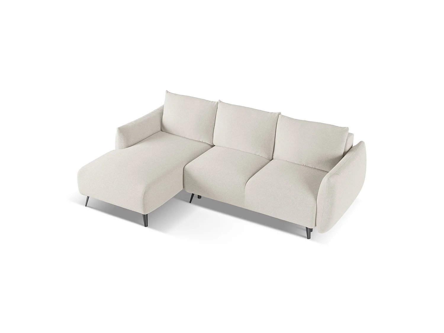 Canapé d’angle 3 places gauche convertible en tissu chenille - argent - GENOVA