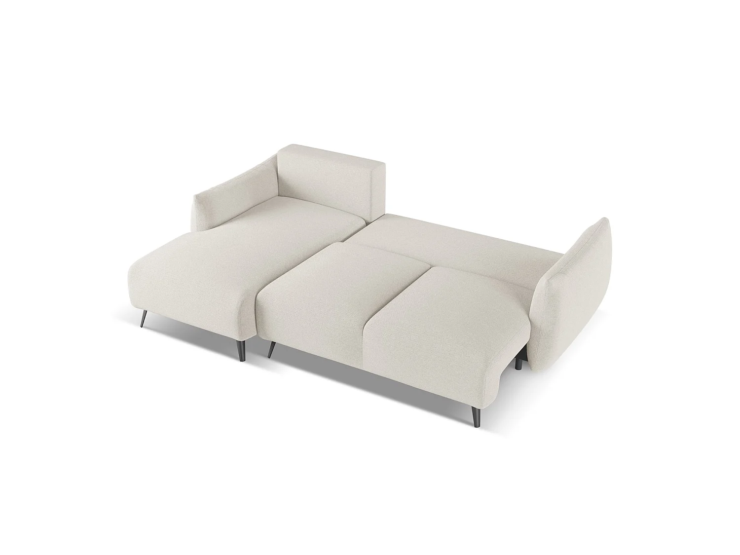 Canapé d’angle 3 places gauche convertible en tissu chenille - argent - GENOVA