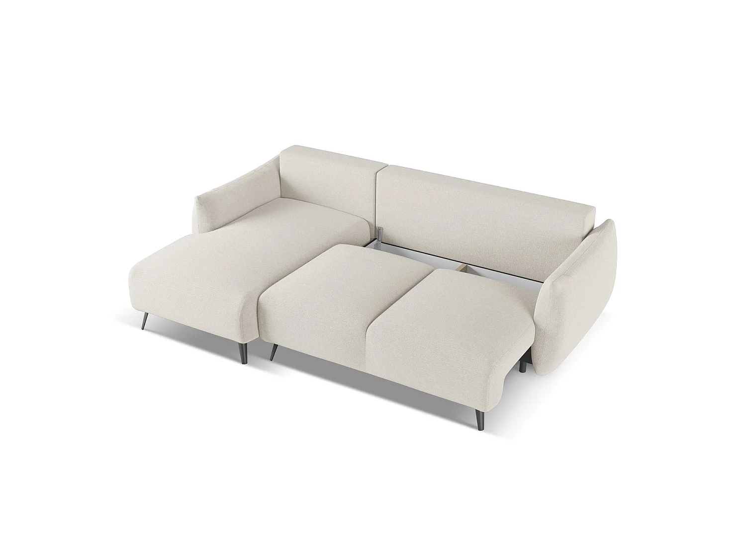 Canapé d’angle 3 places gauche convertible en tissu chenille - argent - GENOVA