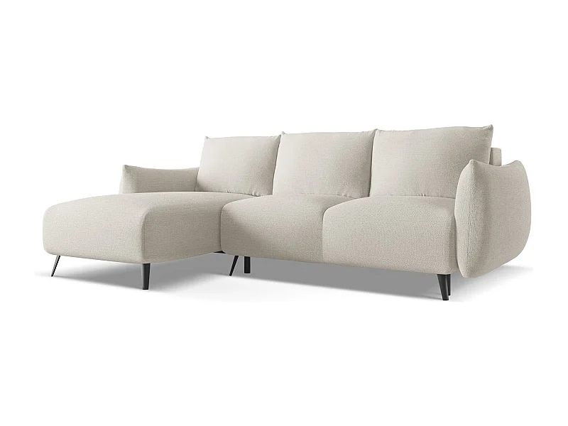 Canapé d'angle gauche convertible en tissu chenille - argent - MALIE