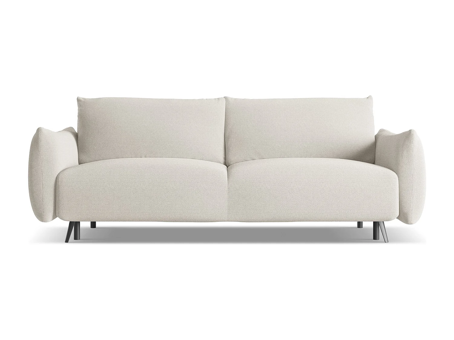 Driezits-slaapbank van zilver chenille stof - MALIE