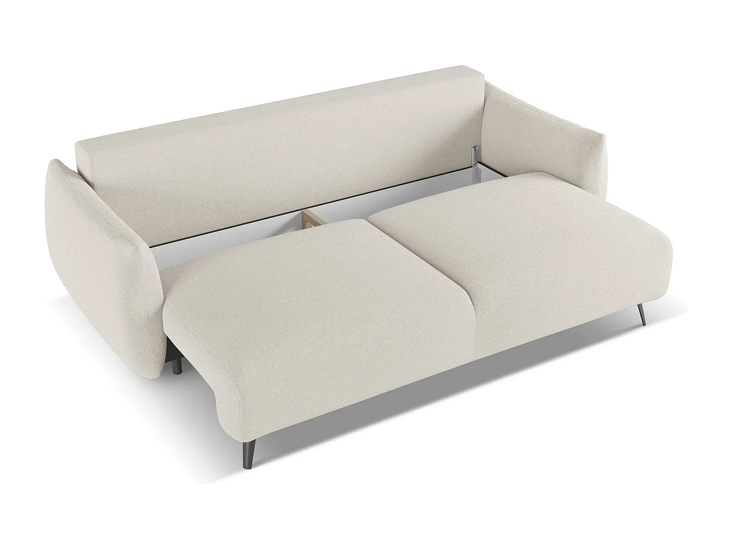 Driezits-slaapbank van zilver chenille stof - MALIE