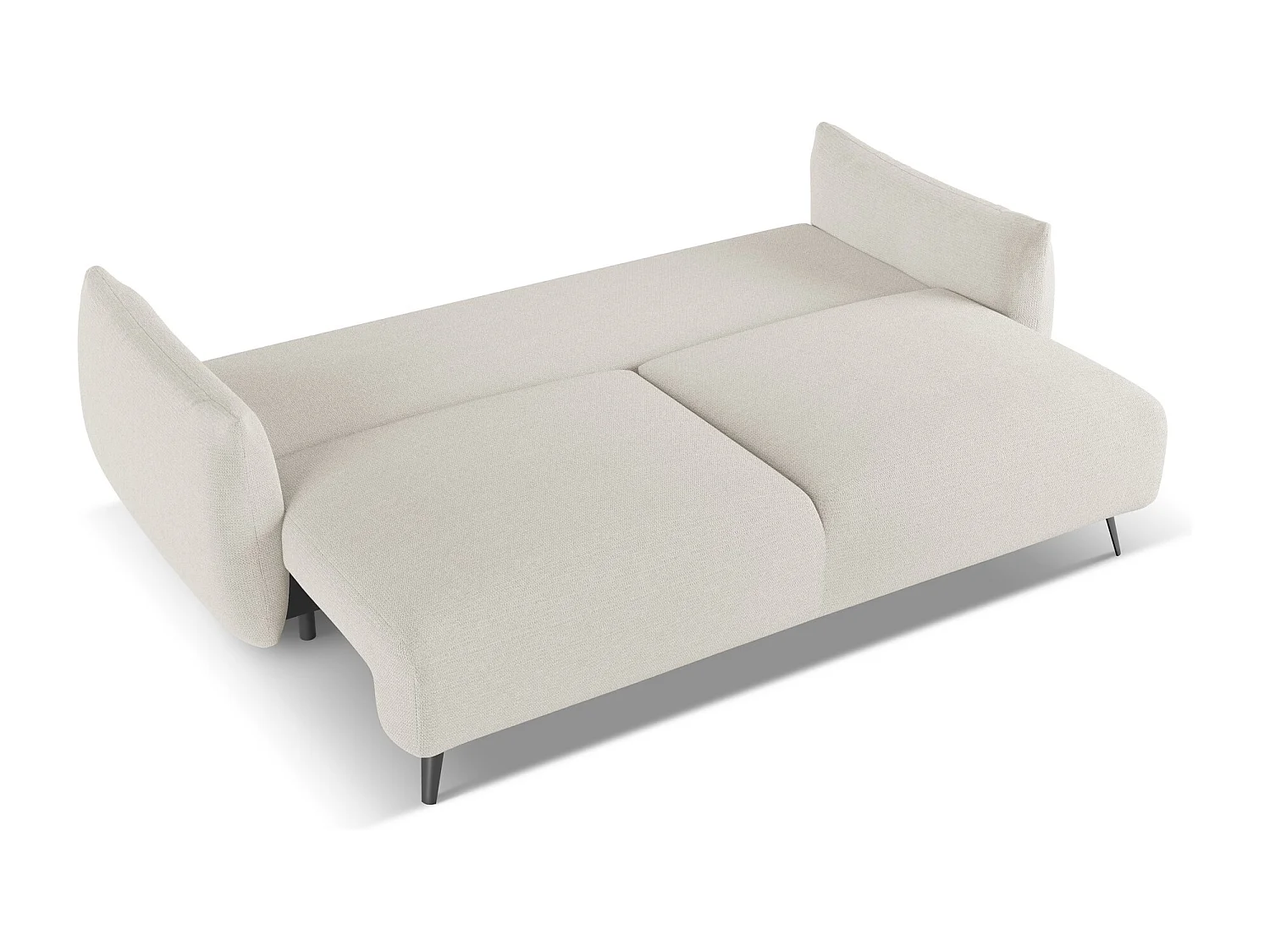 Driezits-slaapbank van zilver chenille stof - MALIE