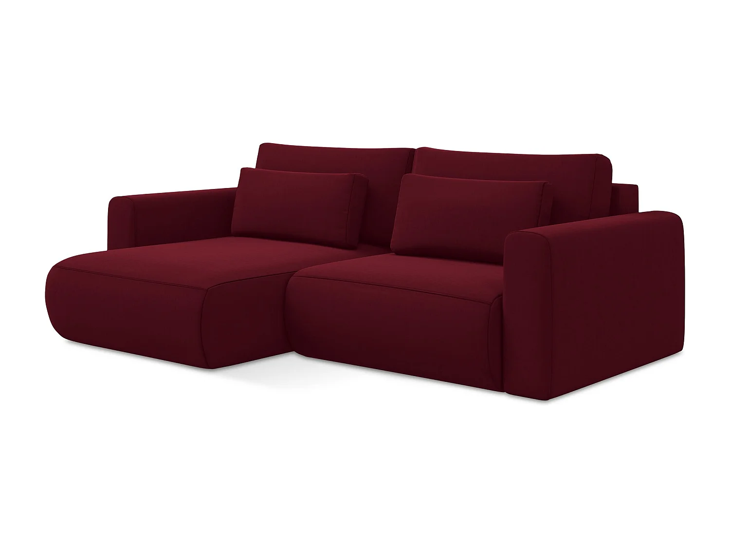 2-Sitzer Ecksofa mit Schlaffunktion - Ecke Links - Samt - Burgund - KAPUA