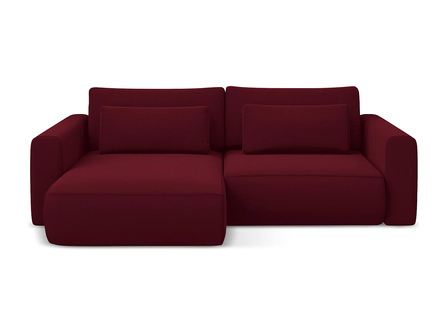 2-Sitzer Ecksofa mit Schlaffunktion - Ecke Links - Samt - Burgund - KAPUA