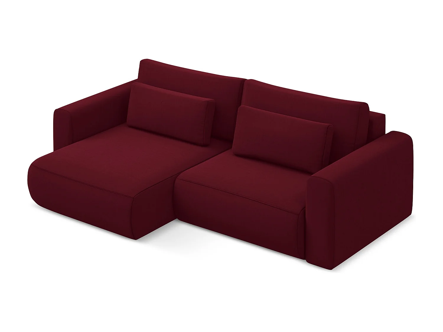 2-Sitzer Ecksofa mit Schlaffunktion - Ecke Links - Samt - Burgund - KAPUA