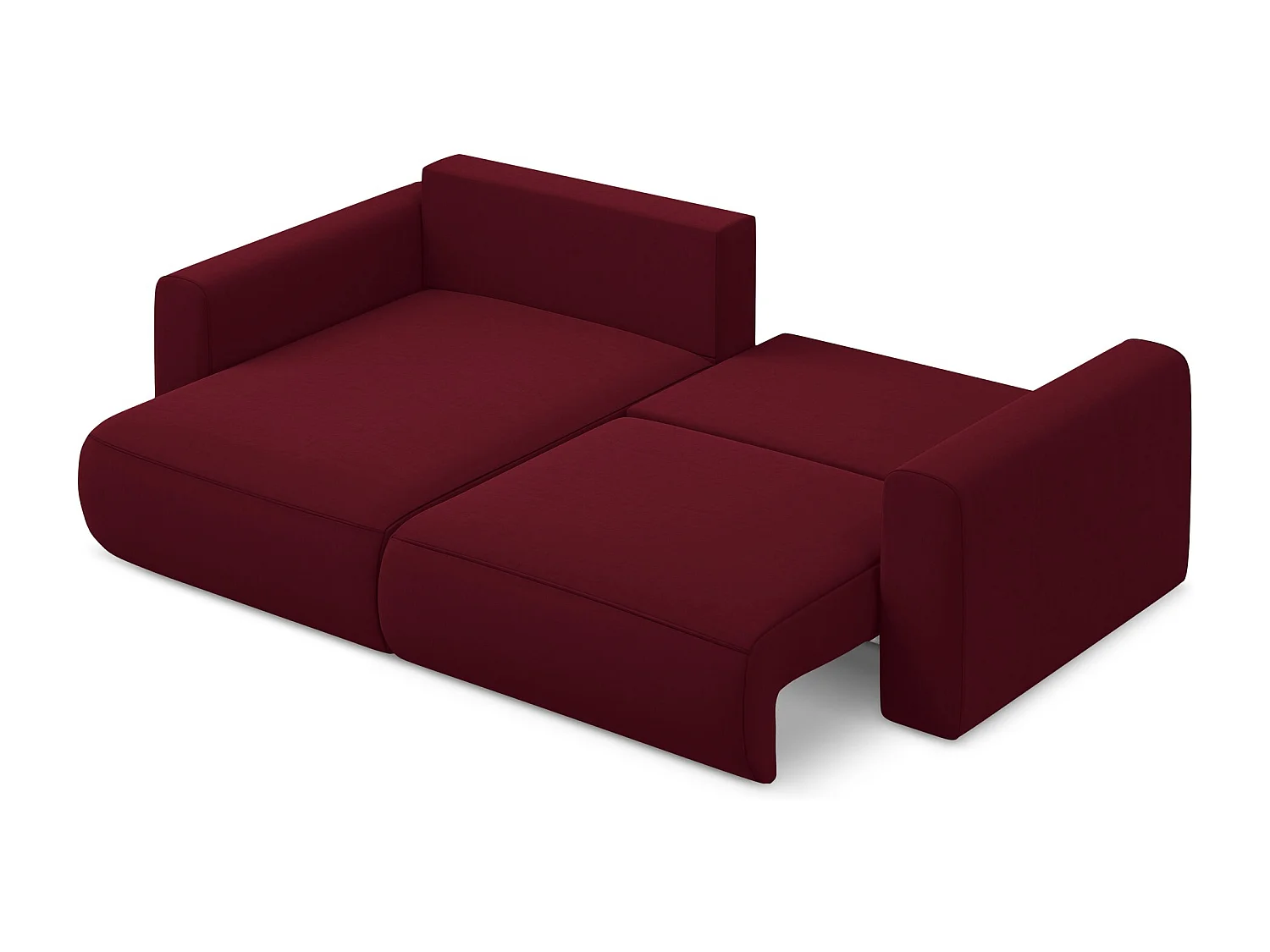 2-Sitzer Ecksofa mit Schlaffunktion - Ecke Links - Samt - Burgund - KAPUA