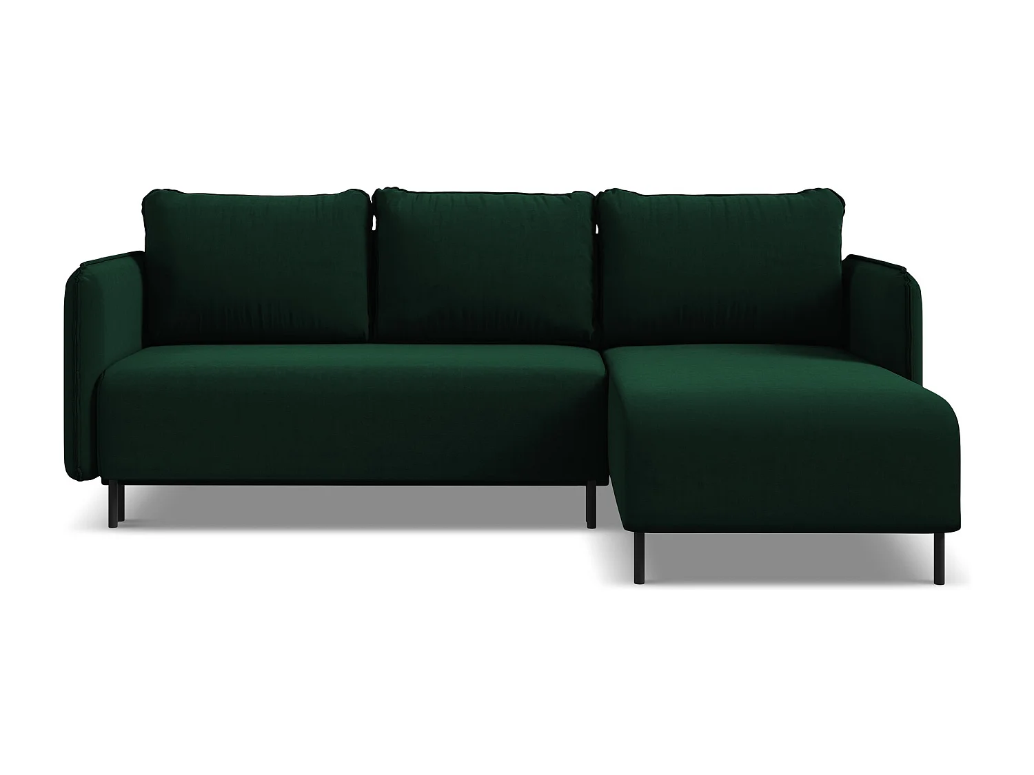 Ecksofa mit Schlaffunktion - Ecke Rechts - Samt - Flaschengrün - LUANA