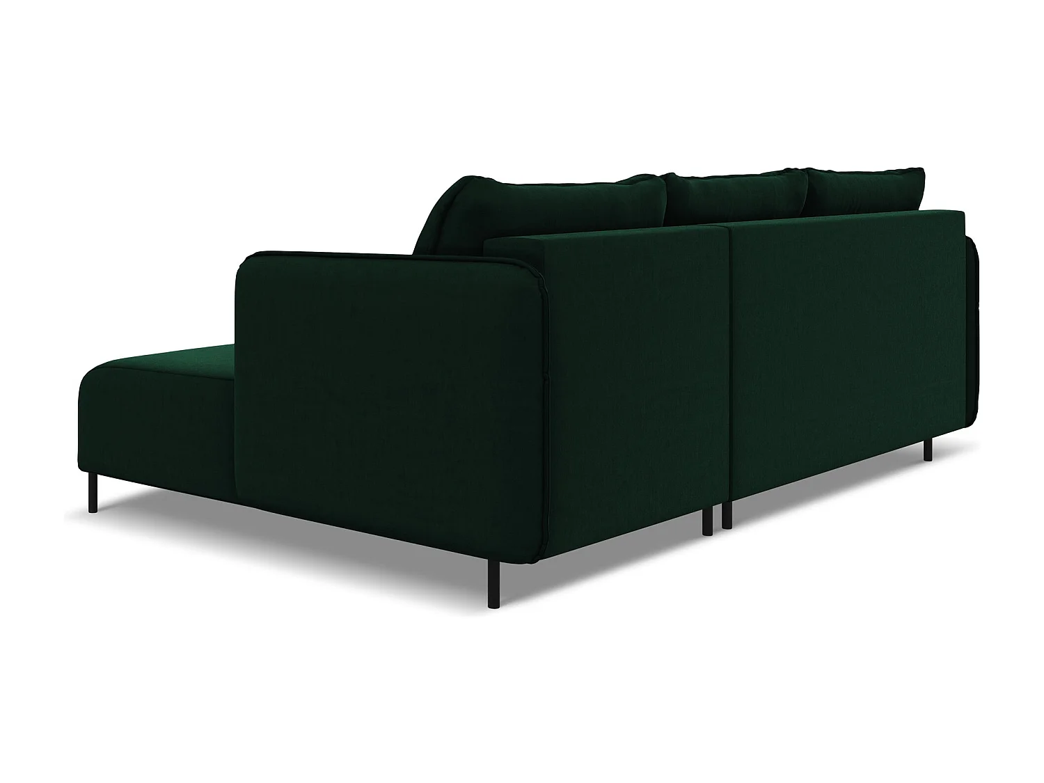 Ecksofa mit Schlaffunktion - Ecke Rechts - Samt - Flaschengrün - LUANA