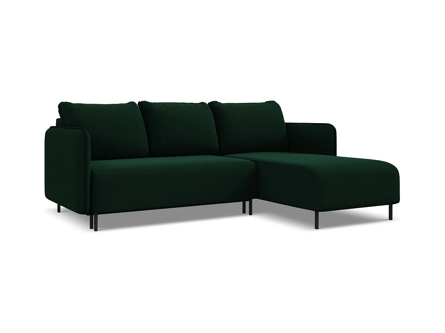 Ecksofa mit Schlaffunktion - Ecke Rechts - Samt - Flaschengrün - LUANA