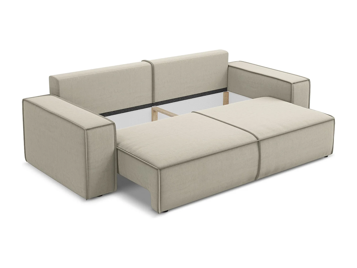 Driezits-slaapbank van parel velours - KIMO