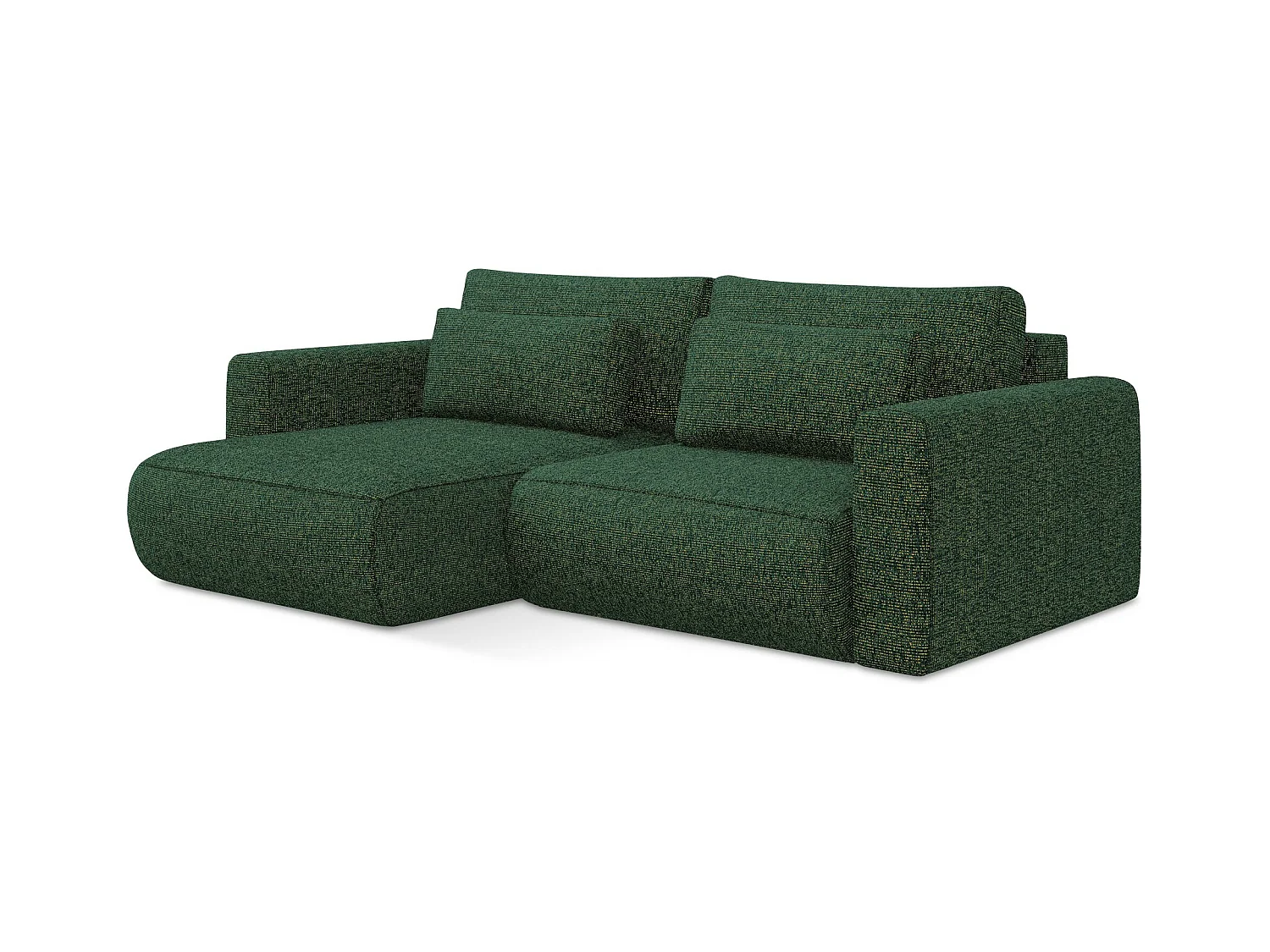 Canapé d’angle 2,5 places gauche convertible en tissu texturé - vert - KAPUA