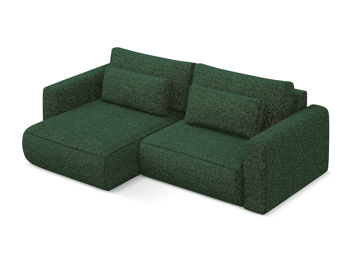 Narożnik lewostronny z funkcją spania - z tkaniny strukturalnej - zielony - KAPUA